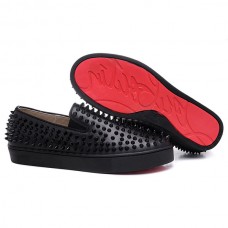Mokasyny Christian Louboutin Roller Boat Spikes w kolorze czarnym