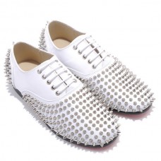 Mokasyny Christian Louboutin Rollerboy Spikes białe