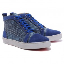 Christian Louboutin Louis Rhinestones Sneakers Niebieskie Christian Louboutin Louis Rhinestones Sneakers Niebieskie