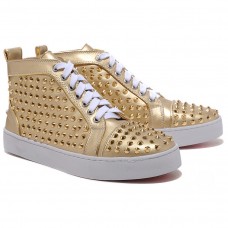 Christian Louboutin Louis Gold Spikes Sneakersy Złote