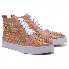 Christian Louboutin Louis Gold Spikes Sneakers Taupe