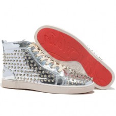Christian Louboutin Louis Spikes Sneakers Srebrne