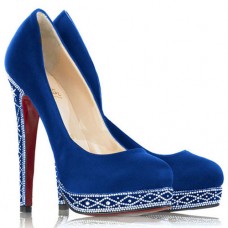 Szpilki Christian Louboutin Eugenie 120 mm niebieskie