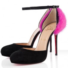 Szpilki Christian Louboutin Crazy Fur 120 mm różowo-czarne Szpilki Christian Louboutin Crazy Fur 120 mm różowo-czarne