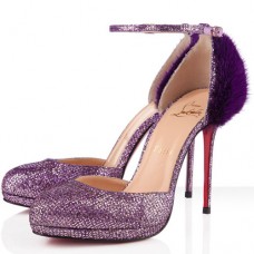 Szpilki Christian Louboutin Crazy Fur 120 mm w kolorze fioletowym