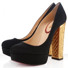 Christian Louboutin Bois Dore 140mm Czółenka Czarno-Złote