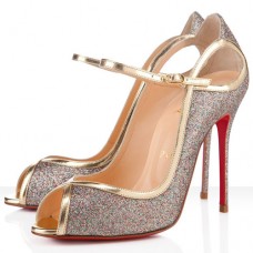 Christian Louboutin 1en8 100mm Peep Toe Pumps Gold