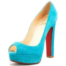 Christian Louboutin Bambou 140mm Peep Toe Pumps Niebieskie