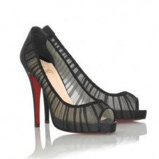 Szpilki Christian Louboutin Champagne Chiffon Ambrosina 120 mm z odkrytym palcem, czarne