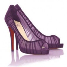 Szpilki Christian Louboutin Champagne Chiffon Ambrosina 120mm Peep Toe Purple