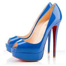 Christian Louboutin Lady 140mm Peep Toe Pumps Niebieskie Christian Louboutin Lady 140mm Peep Toe Pumps Niebieskie