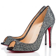 Christian Louboutin Sexy 100mm Peep Toe Pumps Grey Christian Louboutin Sexy 100mm Peep Toe Pumps Grey