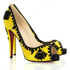 Szpilki Christian Louboutin Very Brode 120 mm z odkrytym palcem żółte
