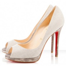 Christian Louboutin Yolanda 120mm Peep Toe Pumps Beige