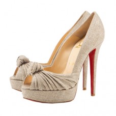 Czółenka Christian Louboutin Greissimo 140 mm z odkrytymi palcami w kolorze ciemnoszarym