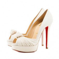Czółenka Christian Louboutin Greissimo 140 mm z odkrytymi palcami, białe