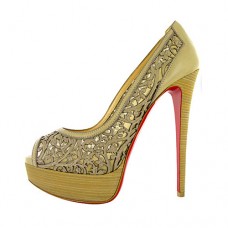 Szpilki Christian Louboutin Pampas 140 mm z odkrytym palcem w kolorze zielonym