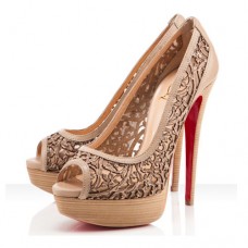 Szpilki Christian Louboutin Pampas 140 mm z odkrytym palcem w kolorze beżowym