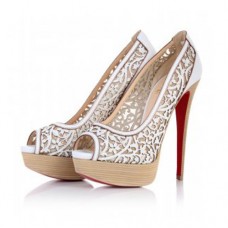 Christian Louboutin Pampas 140mm Peep Toe Pumps White Christian Louboutin Pampas 140mm Peep Toe Pumps White