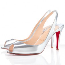 Christian Louboutin You You 80mm Slingback Srebrne Christian Louboutin You You 80mm Slingback Srebrne