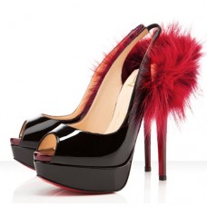 Christian Louboutin Lady Fur 140mm Slingbacks Black Christian Louboutin Lady Fur 140mm Slingbacks Black