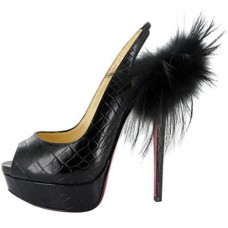 Christian Louboutin Lady Fur 140mm Slingbacks Black Christian Louboutin Lady Fur 140mm Slingbacks Black