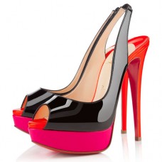 Christian Louboutin Lady Peep 140mm Slingbacks Black/Rose Matador Christian Louboutin Lady Peep 140mm Slingbacks Black/Rose Matador