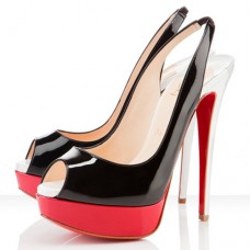 Christian Louboutin Lady Peep 140mm Slingbacks Czarno/Czerwone Christian Louboutin Lady Peep 140mm Slingbacks Czarno/Czerwone