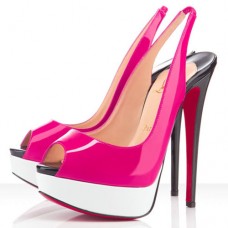 Christian Louboutin Lady Peep 140mm Slingbacks Rose Matador/White Christian Louboutin Lady Peep 140mm Slingbacks Rose Matador/White