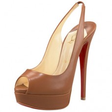 Christian Louboutin Lady Peep 140mm Slingback Brown Christian Louboutin Lady Peep 140mm Slingback Brown