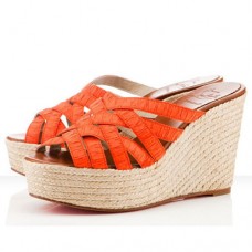 Christian Louboutin Crepon 100 mm Koturny Pomarańczowe Christian Louboutin Crepon 100 mm Koturny Pomarańczowe