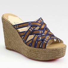 Christian Louboutin Crepon 100mm Koturny Niebieskie Christian Louboutin Crepon 100mm Koturny Niebieskie