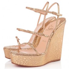Christian Louboutin 123 Zeppa 140mm Koturny Złote