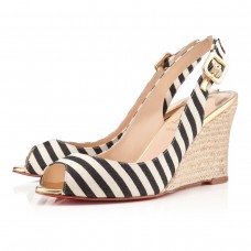 Christian Louboutin Puglia 80mm Koturny Czarno-Złote Christian Louboutin Puglia 80mm Koturny Czarno-Złote