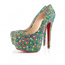 Szpilki Christian Louboutin Highness Strass 160 mm z odkrytym palcem, wielokolorowe