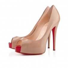 Czółenka Christian Louboutin Vendome 120 mm Peep Toe Nude/Czerwone