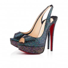 Pasek na ramię Christian Louboutin Lady Peep 140 mm na specjalne okazje, niebieski Khol