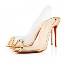 Christian Louboutin Ring My Toe 80mm Slingback Sandały Złote
