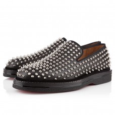 Mokasyny Christian Louboutin Fred Au 14 czarno-srebrne Mokasyny Christian Louboutin Fred Au 14 czarno-srebrne