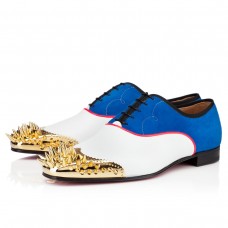 Mokasyny Christian Louboutin Tyronito biało-niebieskie