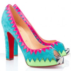 Christian Louboutin Tibu 120mm Peep Toe Pumps Niebieskie