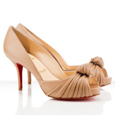 Czółenka Christian Louboutin Greissimo 80 mm z odkrytymi palcami w kolorze beżowym