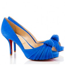 Niebieskie czółenka Christian Louboutin Greissimo 80 mm z odkrytymi palcami