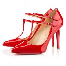 Szpilki Christian Louboutin z dekoltem w serek 100 mm w kolorze czerwonym Szpilki Christian Louboutin z dekoltem w serek 100 mm w kolorze czerwonym