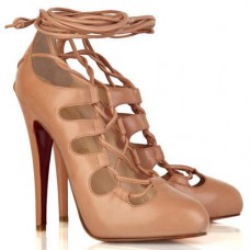Brązowe szpilki Mary Jane Christian Louboutin Bloody 120 mm