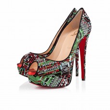 Damskie czółenka z odkrytym palcem Christian Louboutin Lady 140 mm, czarne