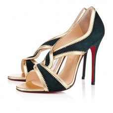 Szpilki Christian Louboutin Suzanana 100 mm z odkrytym palcem w kolorze zielonym