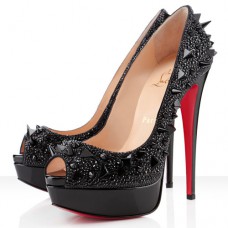 Szpilki Christian Louboutin Very Mix 140 mm z odkrytym palcem, czarne
