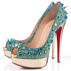 Szpilki Christian Louboutin Very Mix 140 mm z odkrytym palcem w kolorze zielonym