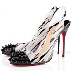 Christian Louboutin Epoca 100mm Slingbacks Czarno-Białe Christian Louboutin Epoca 100mm Slingbacks Czarno-Białe